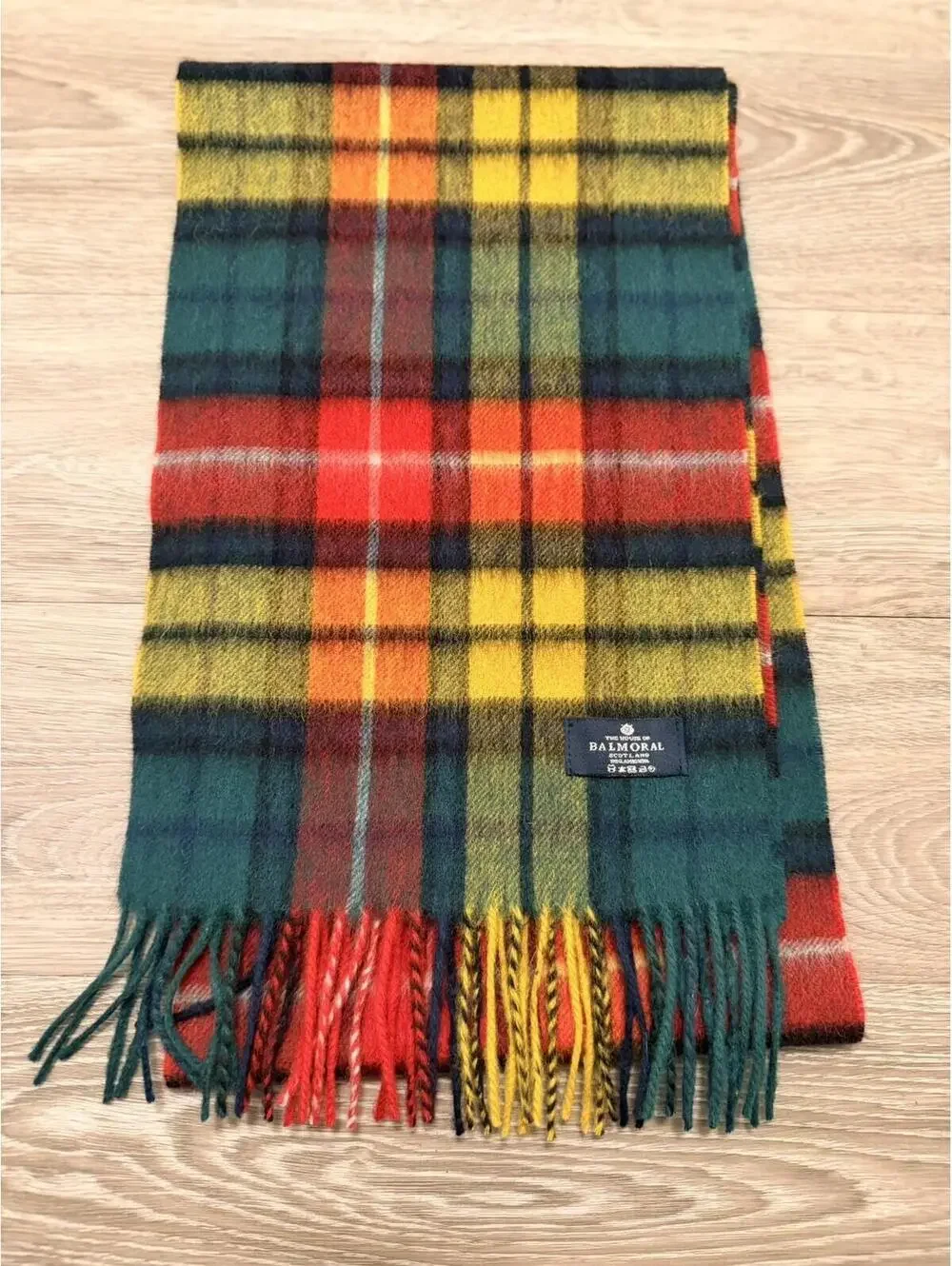 House of Balmoral Green Red Tartan 100% Lambswool Scarf, 10.5